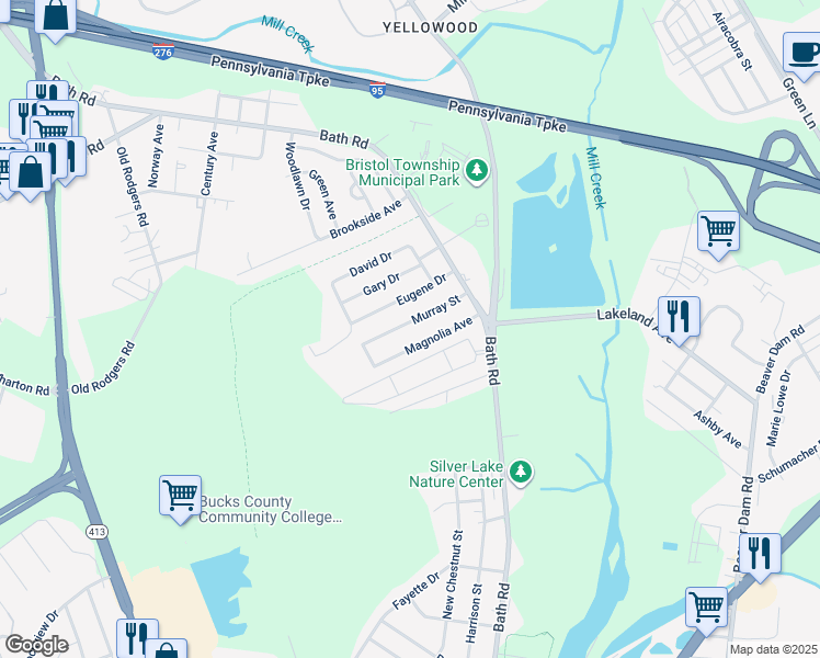 map of restaurants, bars, coffee shops, grocery stores, and more near 4616 Murray Street in Bristol