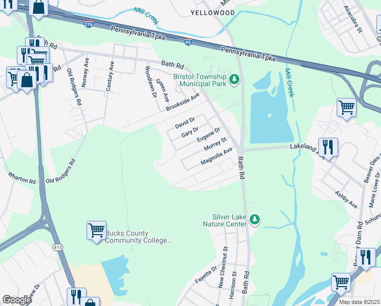 map of restaurants, bars, coffee shops, grocery stores, and more near 4609 Murray Street in Bristol