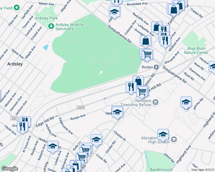 map of restaurants, bars, coffee shops, grocery stores, and more near 864 Tyson Avenue in Montgomery County