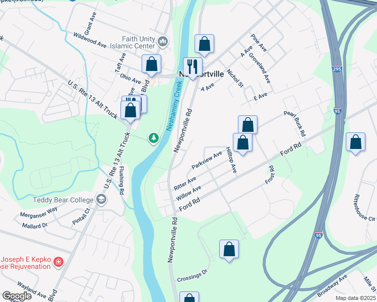 map of restaurants, bars, coffee shops, grocery stores, and more near 1919 Hazel Avenue in Levittown