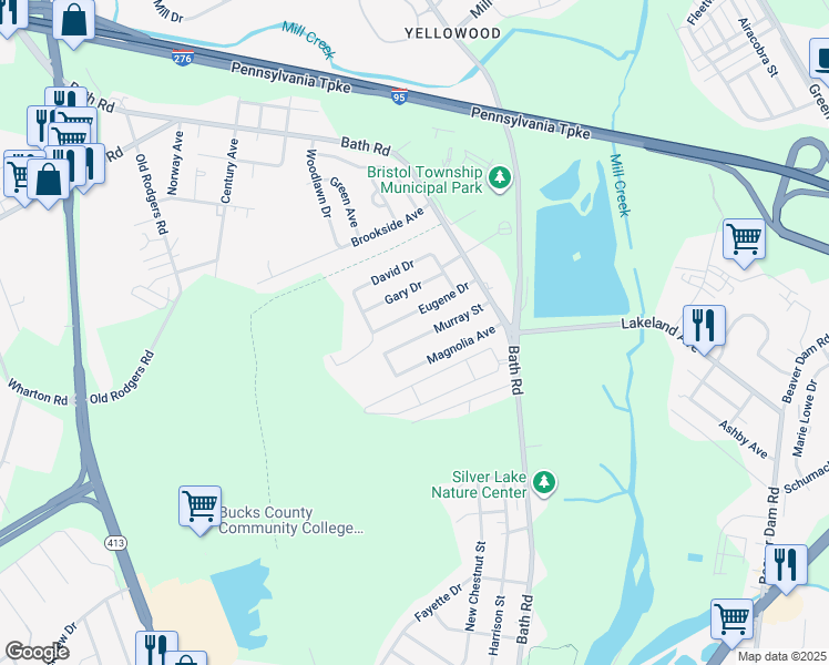 map of restaurants, bars, coffee shops, grocery stores, and more near 4613 Murray Street in Bristol
