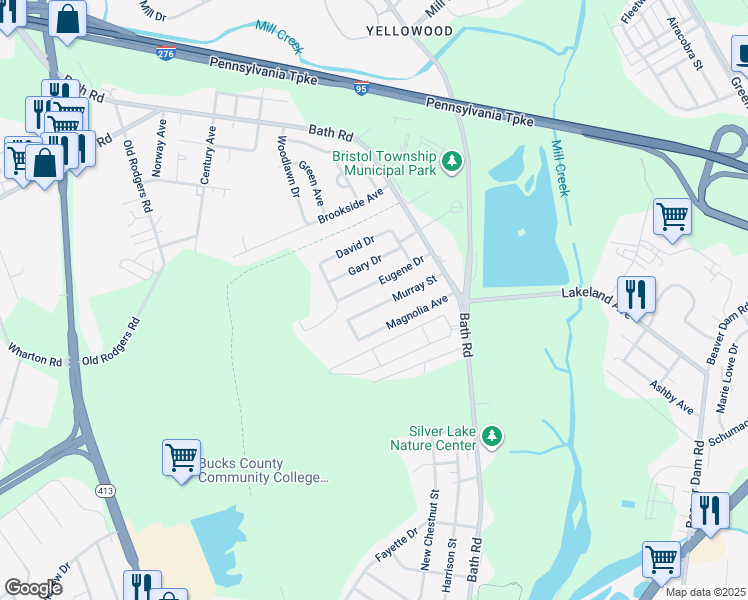 map of restaurants, bars, coffee shops, grocery stores, and more near 4613 Murray Street in Bristol