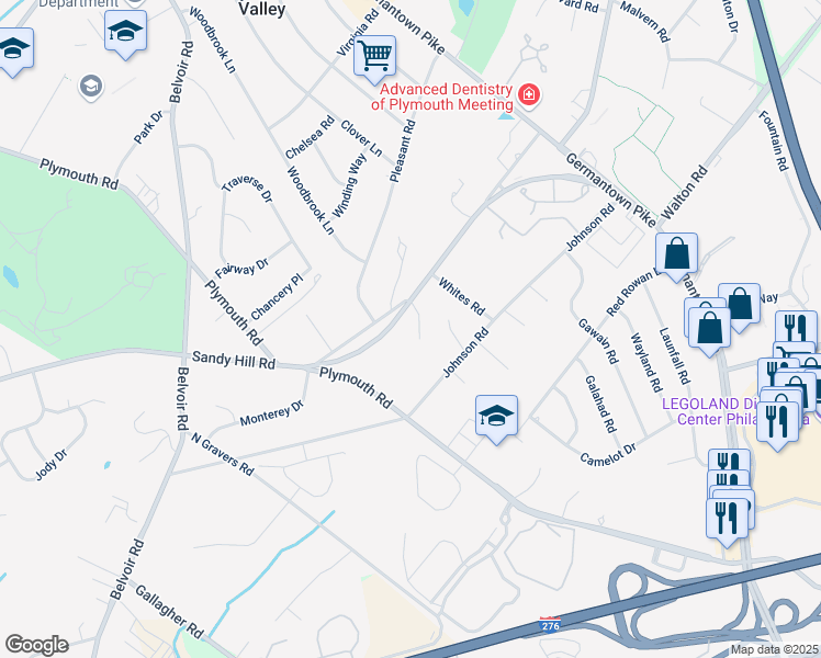 map of restaurants, bars, coffee shops, grocery stores, and more near 916 Florence Lane in Plymouth Meeting