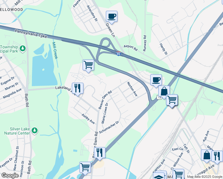 map of restaurants, bars, coffee shops, grocery stores, and more near 5617 Beaver Dam Road in Bristol