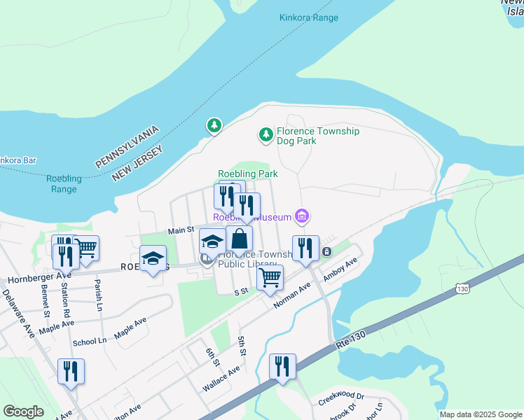 map of restaurants, bars, coffee shops, grocery stores, and more near 60 3rd Avenue in Florence