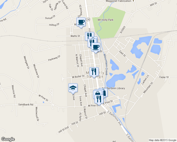 map of restaurants, bars, coffee shops, grocery stores, and more near 310 Chestnut Street in Mount Holly Springs