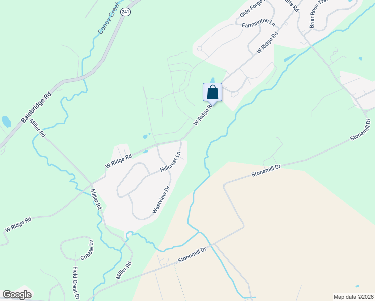 map of restaurants, bars, coffee shops, grocery stores, and more near 22 Hillcrest Lane in Elizabethtown