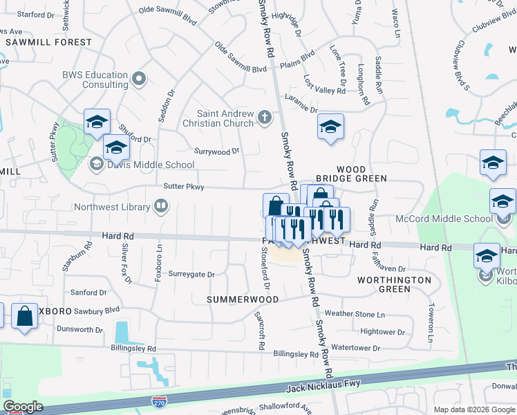 map of restaurants, bars, coffee shops, grocery stores, and more near 7947 Rhapsody Drive in Dublin
