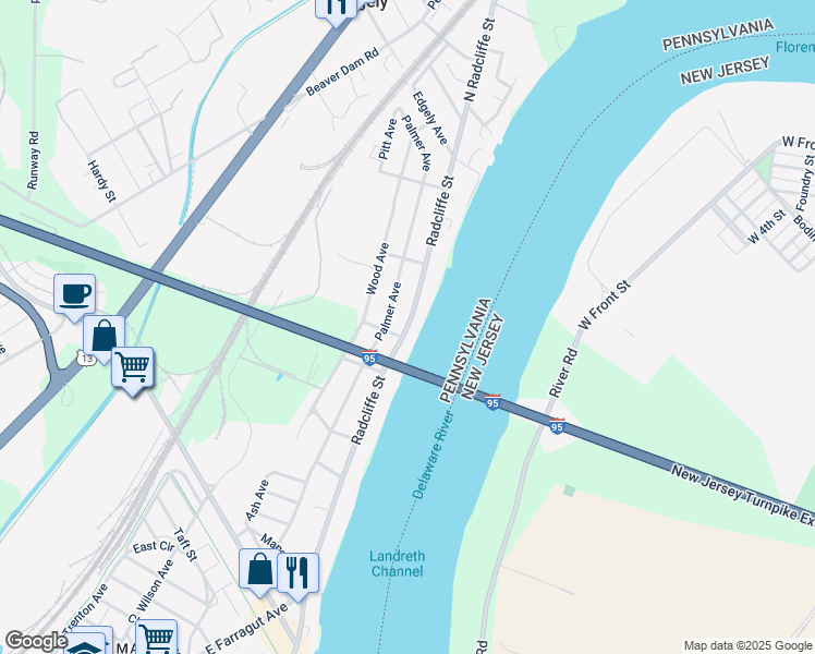 map of restaurants, bars, coffee shops, grocery stores, and more near 6815 Radcliffe Street in Bristol