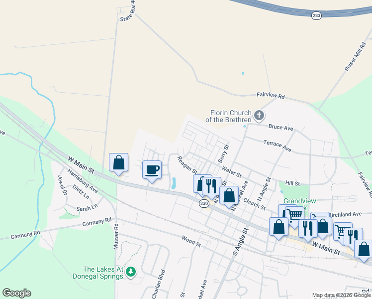 map of restaurants, bars, coffee shops, grocery stores, and more near 206 Alden St in Mt Joy