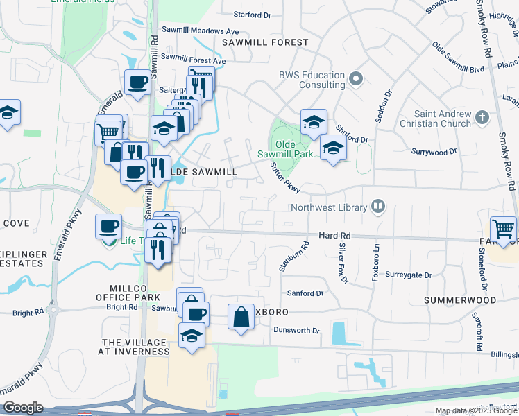 map of restaurants, bars, coffee shops, grocery stores, and more near 2484 Abbotsford Way in Dublin