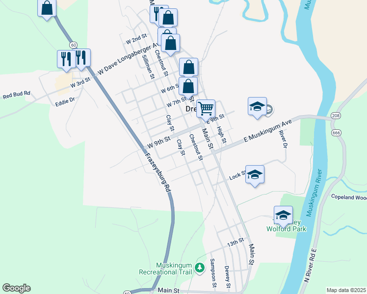 map of restaurants, bars, coffee shops, grocery stores, and more near 29 West 10th Street in Dresden