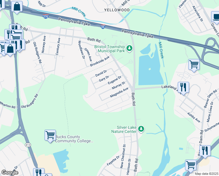 map of restaurants, bars, coffee shops, grocery stores, and more near 4617 Murray Street in Bristol