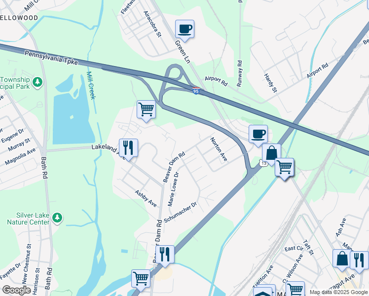 map of restaurants, bars, coffee shops, grocery stores, and more near 5617 Beaver Dam Road in Bristol