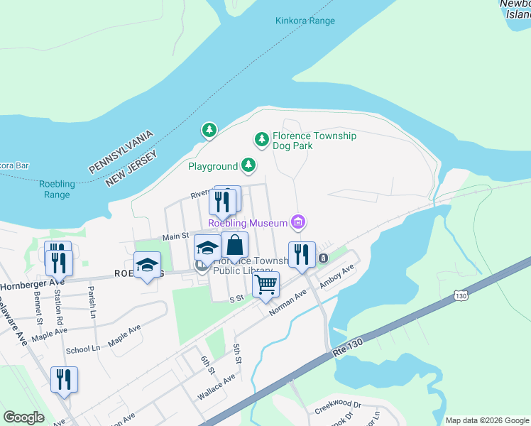 map of restaurants, bars, coffee shops, grocery stores, and more near 57 2nd Avenue in Florence