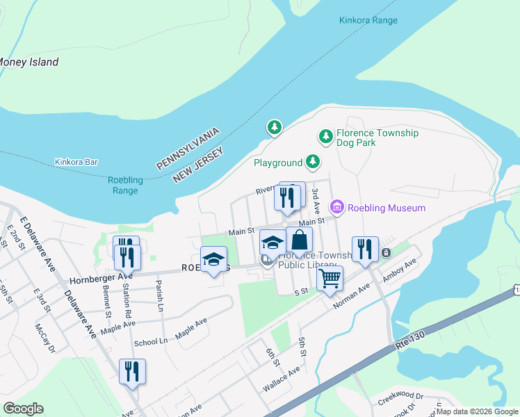 map of restaurants, bars, coffee shops, grocery stores, and more near 17 6th Avenue in Florence