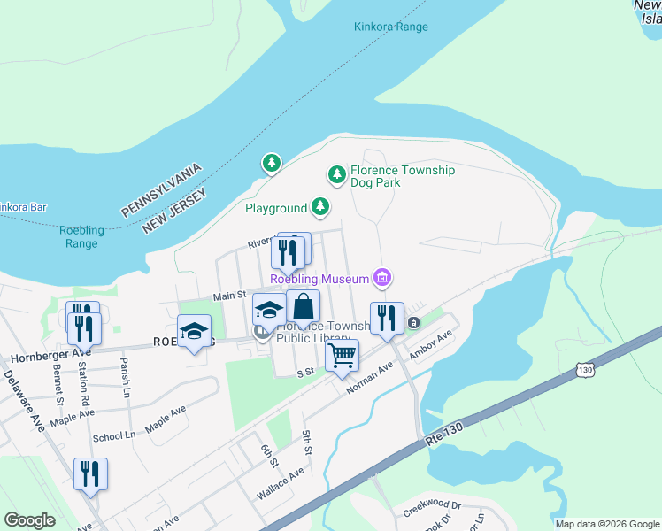 map of restaurants, bars, coffee shops, grocery stores, and more near 57 2nd Avenue in Florence