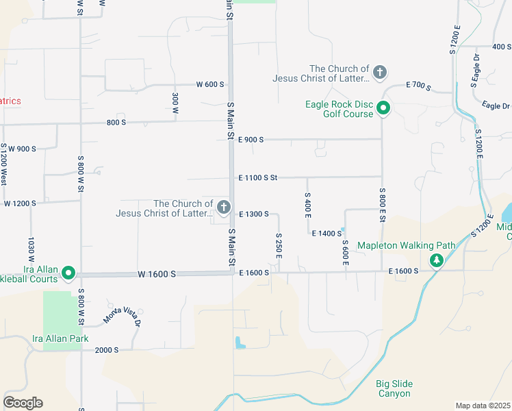 map of restaurants, bars, coffee shops, grocery stores, and more near 101 East 1300 South in Mapleton