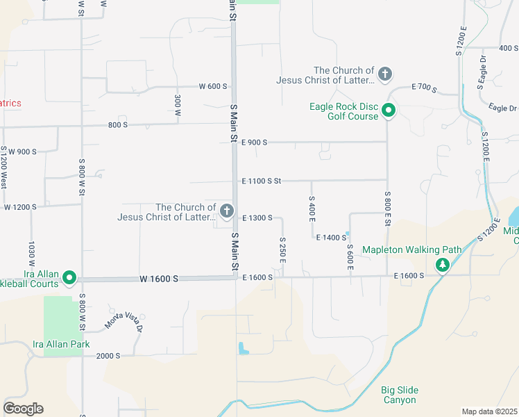 map of restaurants, bars, coffee shops, grocery stores, and more near 101 East 1300 South in Mapleton