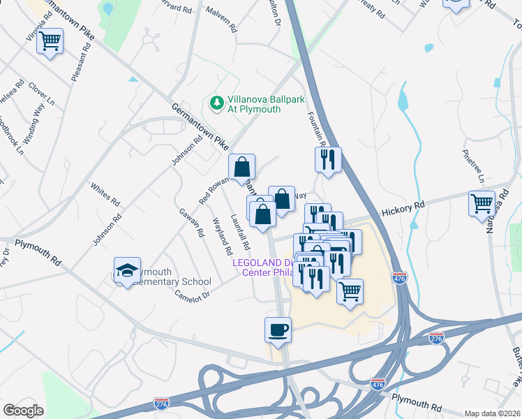 map of restaurants, bars, coffee shops, grocery stores, and more near 620 West Germantown Pike in Plymouth Meeting