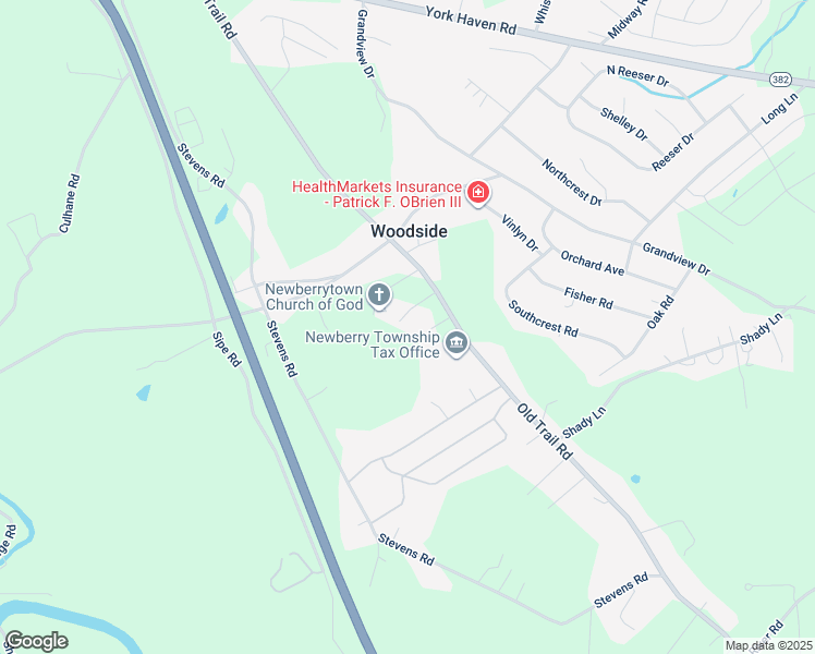 map of restaurants, bars, coffee shops, grocery stores, and more near 2945 Old Trail Road in York Haven