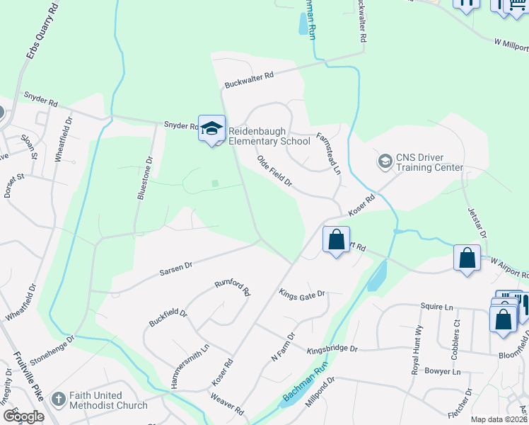 map of restaurants, bars, coffee shops, grocery stores, and more near 1049 Buckwalter Road in Lititz