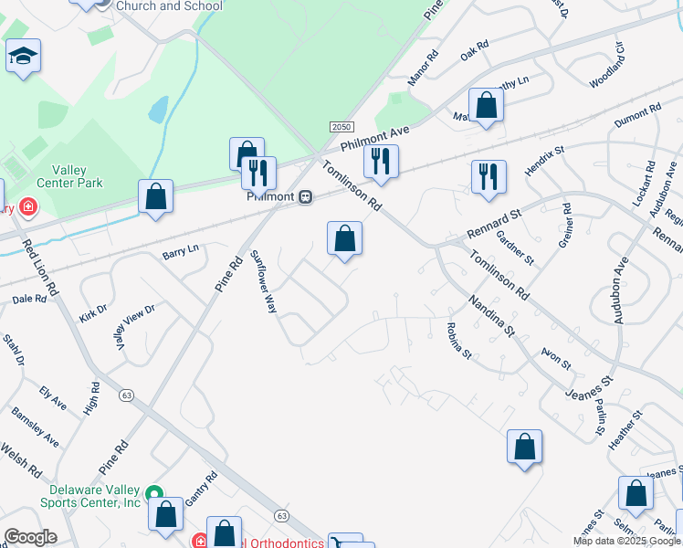 map of restaurants, bars, coffee shops, grocery stores, and more near 2780 Buttercup Ct in Huntingdon Valley