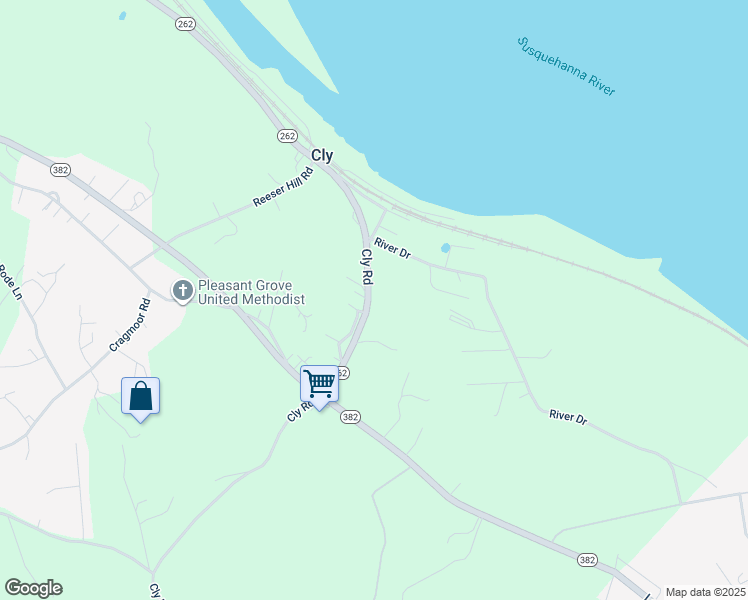 map of restaurants, bars, coffee shops, grocery stores, and more near 1360 Cly Road in York Haven