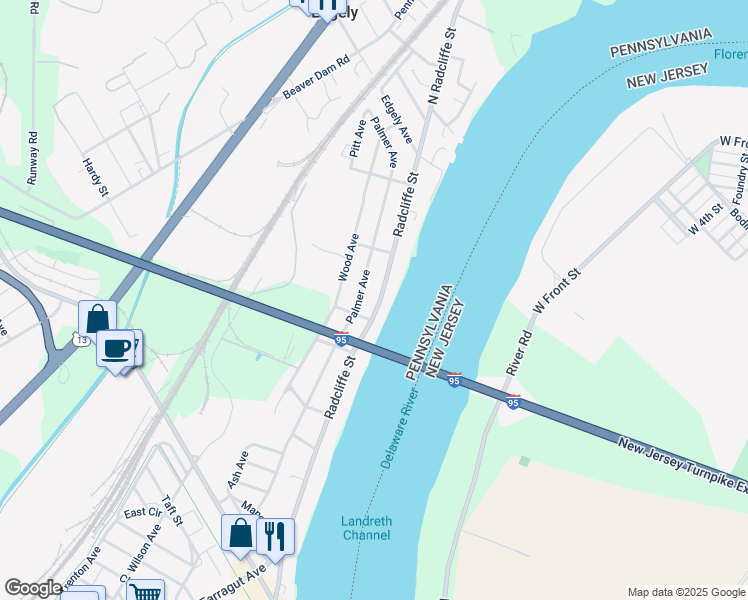 map of restaurants, bars, coffee shops, grocery stores, and more near 6815 Radcliffe Street in Bristol