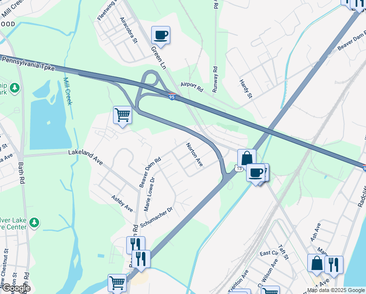 map of restaurants, bars, coffee shops, grocery stores, and more near 5718 Beaver Dam Road in Bristol