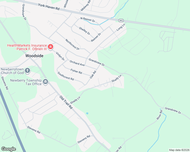 map of restaurants, bars, coffee shops, grocery stores, and more near 70 Oak Road in York Haven