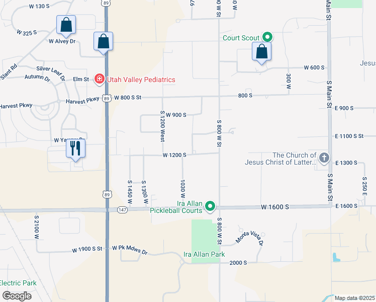 map of restaurants, bars, coffee shops, grocery stores, and more near 1158 South 980 West in Mapleton