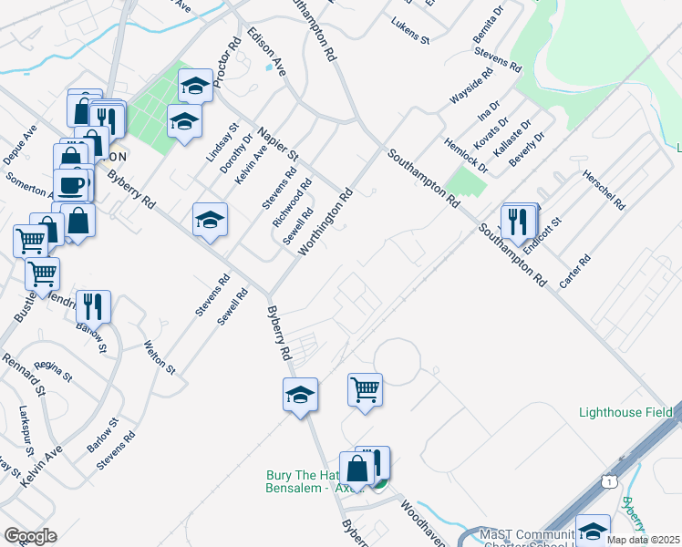 map of restaurants, bars, coffee shops, grocery stores, and more near 13041 Trina Drive in Philadelphia
