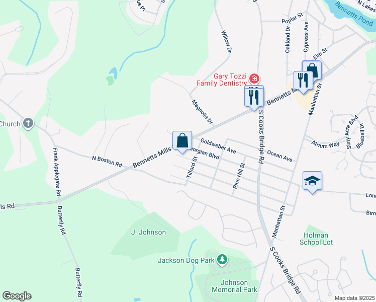 map of restaurants, bars, coffee shops, grocery stores, and more near 3 Laurelton Avenue in Jackson Township