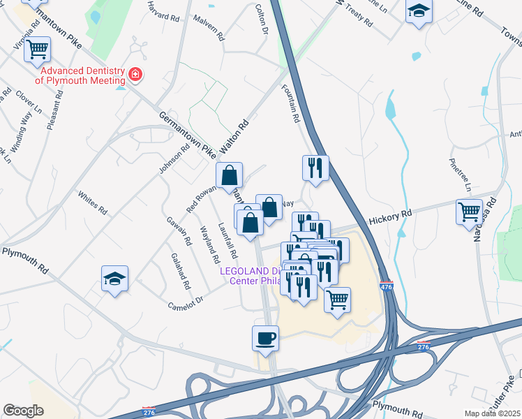map of restaurants, bars, coffee shops, grocery stores, and more near 620 West Germantown Pike in Plymouth Meeting