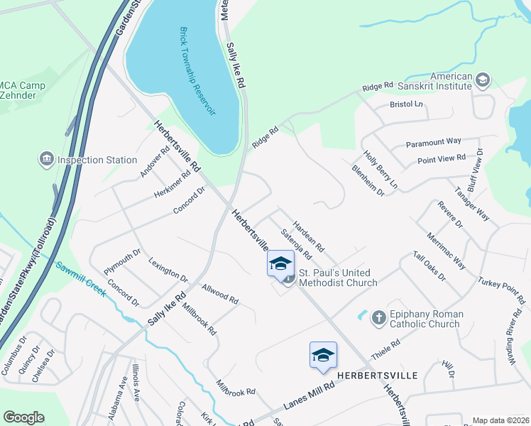 map of restaurants, bars, coffee shops, grocery stores, and more near 745 Herbertsville Road in Brick Township