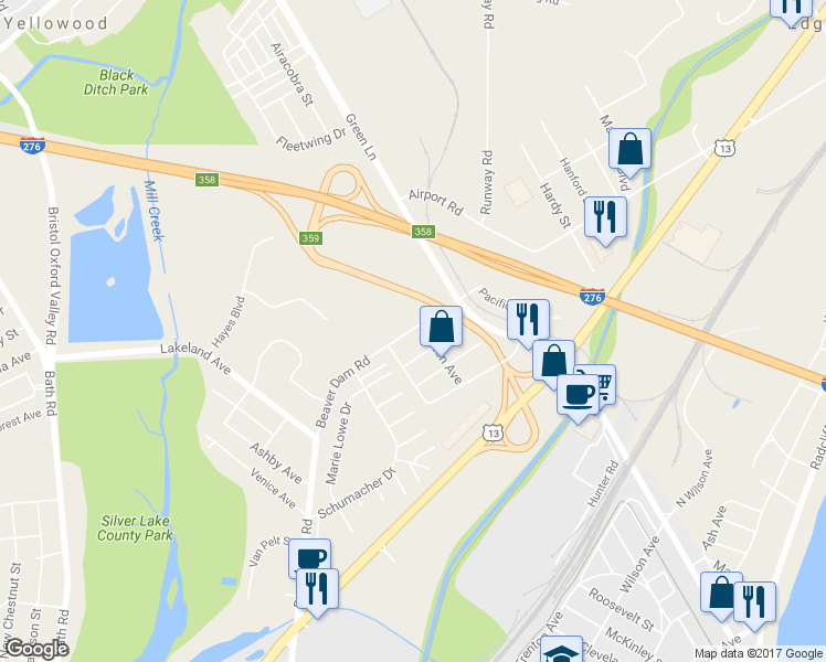 map of restaurants, bars, coffee shops, grocery stores, and more near 5718 Beaver Dam Road in Bristol