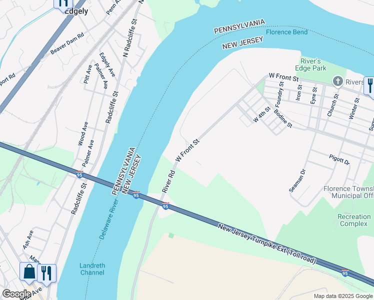 map of restaurants, bars, coffee shops, grocery stores, and more near 1162-1198 West Front Street in Burlington