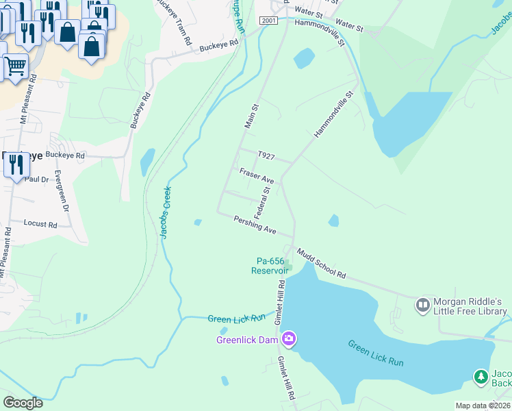 map of restaurants, bars, coffee shops, grocery stores, and more near 131 Pershing Avenue in Mount Pleasant