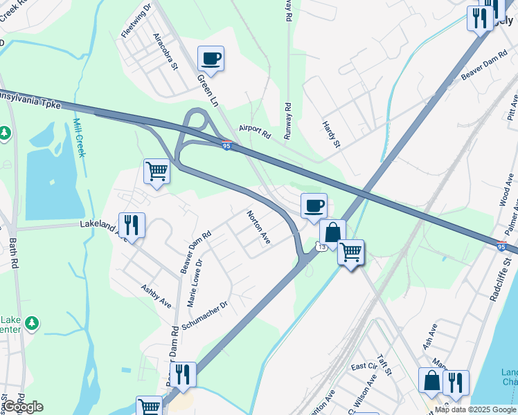 map of restaurants, bars, coffee shops, grocery stores, and more near 5814 Beaver Dam Road in Bristol