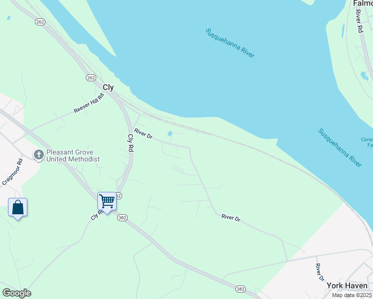 map of restaurants, bars, coffee shops, grocery stores, and more near 450 River Drive in York Haven