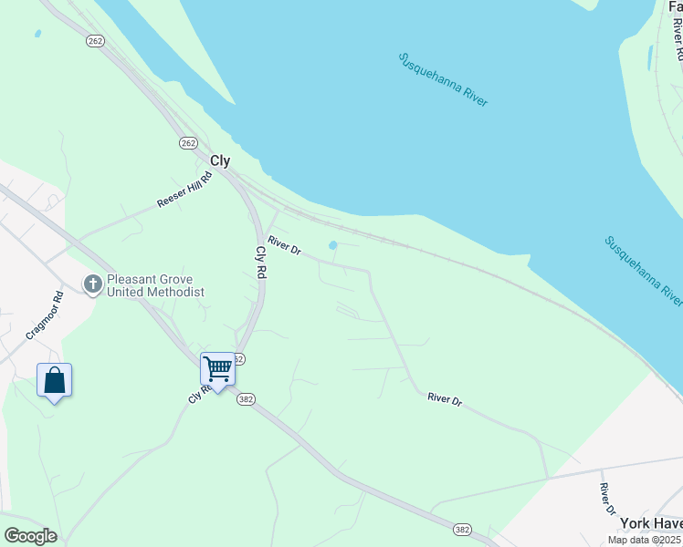 map of restaurants, bars, coffee shops, grocery stores, and more near 480 River Drive in York Haven