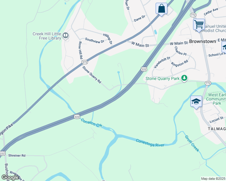 map of restaurants, bars, coffee shops, grocery stores, and more near 219 Stone Quarry Road in Brownstown