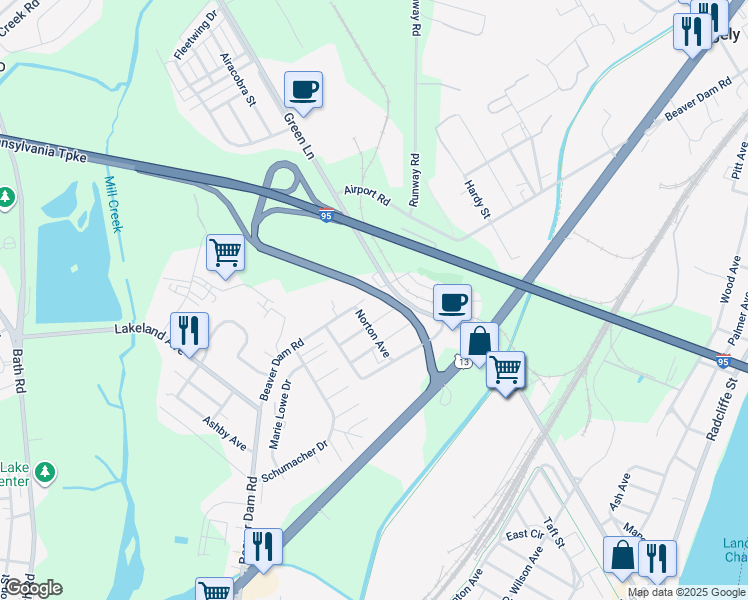 map of restaurants, bars, coffee shops, grocery stores, and more near 5814 Beaver Dam Road in Bristol