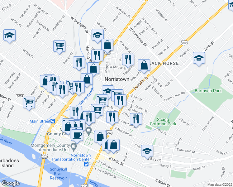 map of restaurants, bars, coffee shops, grocery stores, and more near in Eagleville