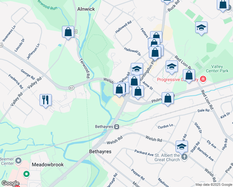map of restaurants, bars, coffee shops, grocery stores, and more near 476 Carson Terrace in Montgomery County