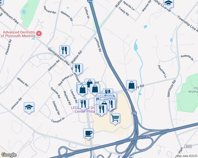 map of restaurants, bars, coffee shops, grocery stores, and more near 630 West Germantown Pike in Plymouth Meeting