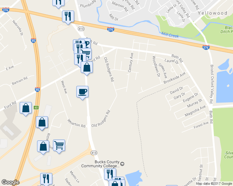 map of restaurants, bars, coffee shops, grocery stores, and more near 2805 Old Rodgers Road in Bristol