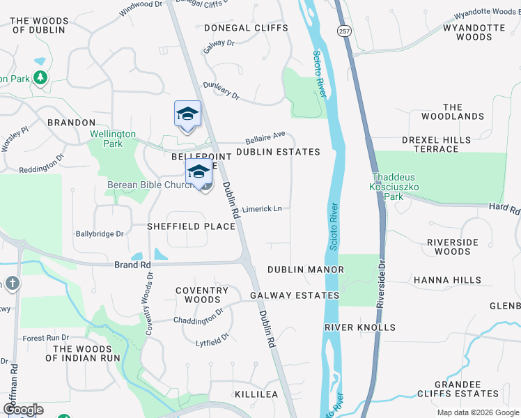 map of restaurants, bars, coffee shops, grocery stores, and more near 4400 Limerick Lane in Dublin