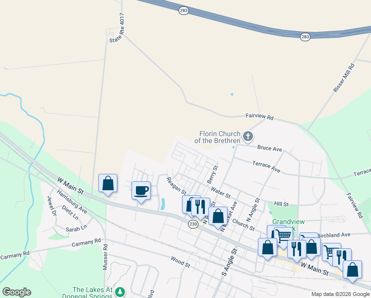 map of restaurants, bars, coffee shops, grocery stores, and more near 206 Alden St in Mt Joy